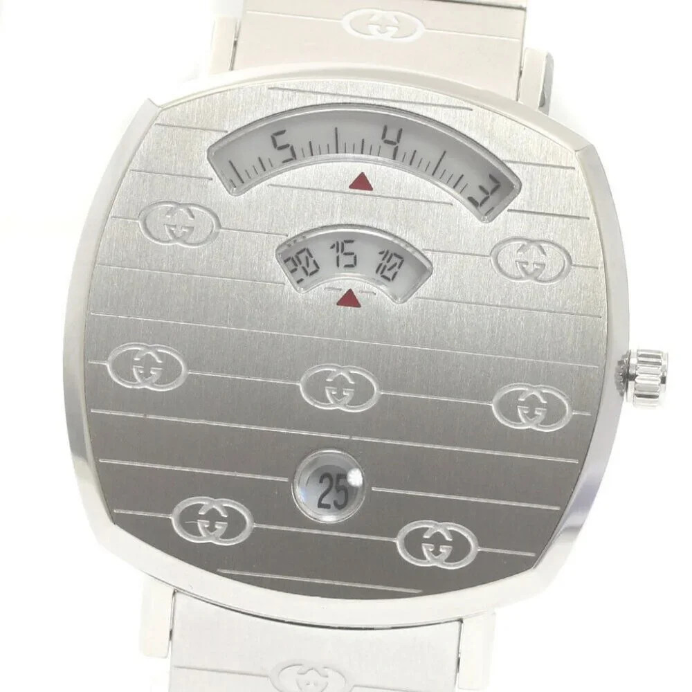 GUCCI Grip watch 157.4/YA157401 Date white Dial Quartz Men's Watch